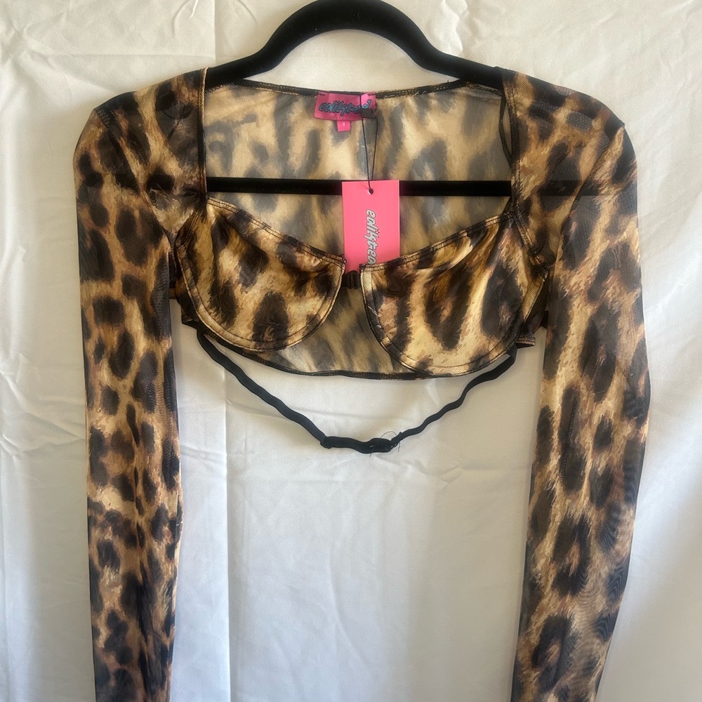 Edikted Animal Print Mesh Top